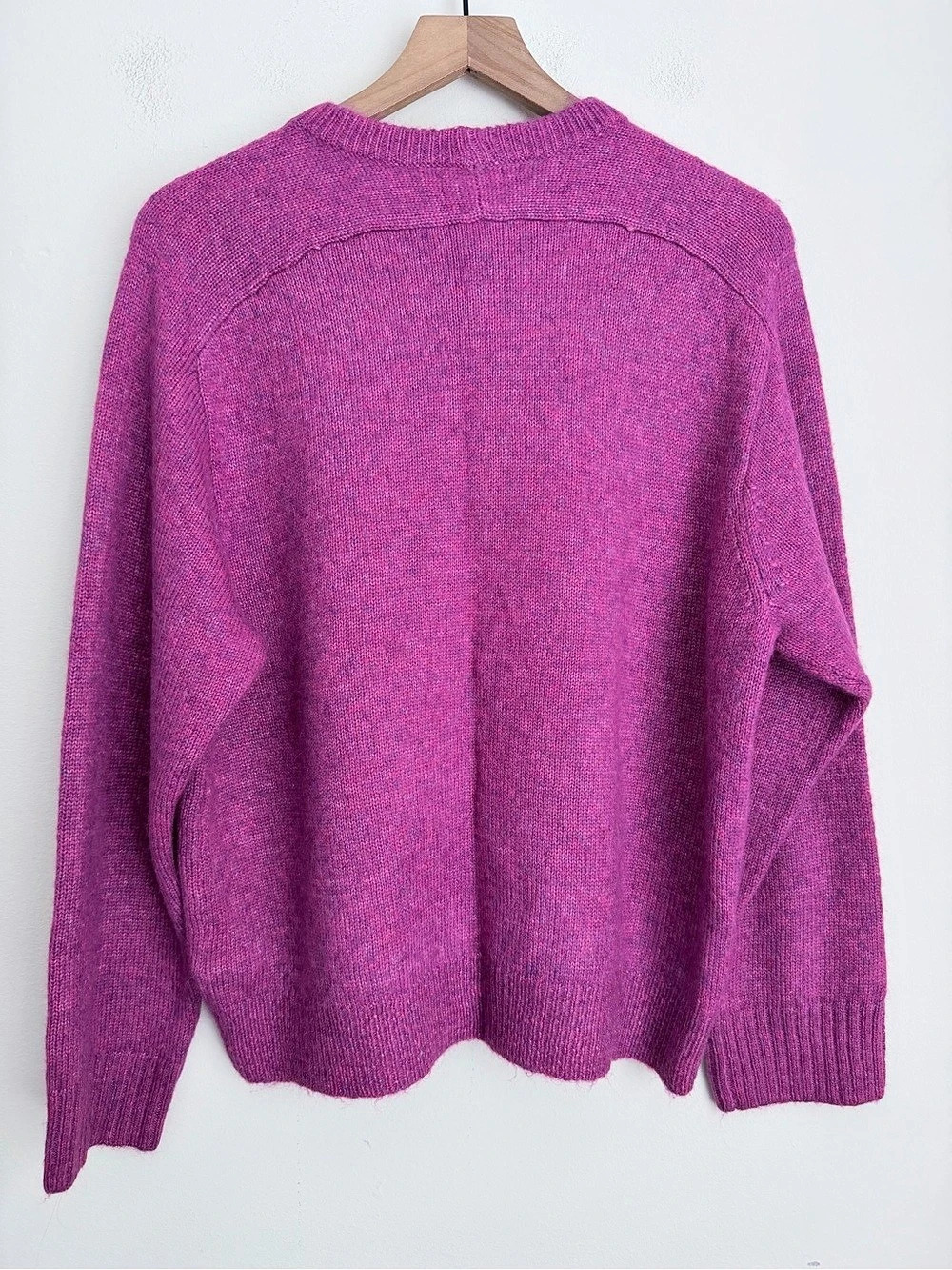 J. Crew Merino wool Alpaca-blend crewneck sweater Heather royal fuchsia L NWT - Picture 2 of 7